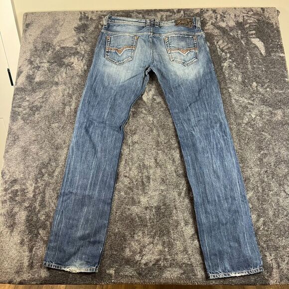 Diesel Safado Slim-Straight Blue Denim Distressed Jeans Button Fly 33X34(35X34.5 - Picture 9 of 15